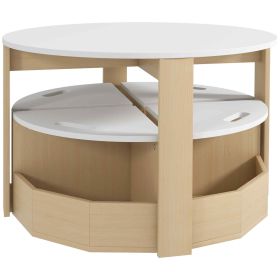 5 Piece Kids Table and Chairs Set with Storage, White, Perfect for Art, Craft, Drawing, Playroom, Classroom, Nursery