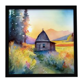Montana Bitterroot in Watercolor Framed Metal Print Bathroom, Kitchen, Office, Home Decor Wall Art Ready to Hang, Square, 8X8