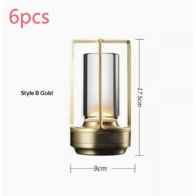 2pcs Portable Touch Control Table Lamp With 5000mAh Battery, 3-Color Stepless Dimming Cordless LED Light For Bedroom Camping Restaurant Bar Indoo (Option: StyleB Gold 6pcs)