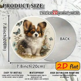 Cute Pomeranian Puppy Round Aluminum Sign Dog Lover Wall Decor (Option: Tin)
