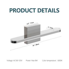 LED Bathroom Vanity Light Bar Dimmable Bathroom Light Fixtures Modern Over Mirror Lighting Fixture 16Inch BathWall LIght 8W Wall Sconce Lighting For B (Option: 16inch 8W)