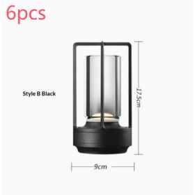 2pcs Portable Touch Control Table Lamp With 5000mAh Battery, 3-Color Stepless Dimming Cordless LED Light For Bedroom Camping Restaurant Bar Indoo (Option: StyleB Black 6pcs)