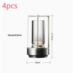 2pcs Portable Touch Control Table Lamp With 5000mAh Battery, 3-Color Stepless Dimming Cordless LED Light For Bedroom Camping Restaurant Bar Indoo (Option: StyleB silver 4pcs)