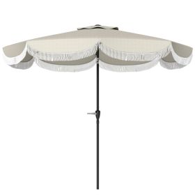 9FT Patio Umbrella,  Outdoor Market Umbrella With Crank, 8 Ribs, Push Button Tilt, Vented Patio Table Umbrella For Deck Backyard Lawn, Light Gray (Option: Light gray)
