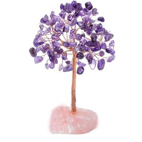 ab1pc Natural Crystal Tree Crystal Hair Ore Fluorite Base Rich Tree Chakra Amethyst Powder Crystal Ornaments (Color: Purple)