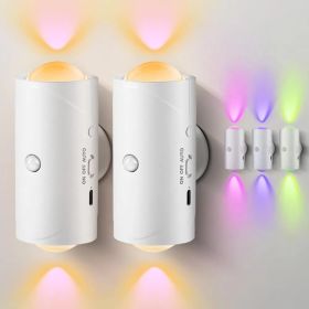 LED Motion Sensor Night Light, 7 Colors Rechargeable Battery Stair Light, Wireless Magnetic Wall Lamp, Cordless LED Wall Night Lights For Steps, Bedro (Option: White4PCS)