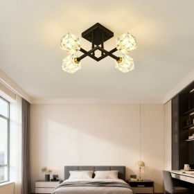 Modern Luxurious Crystal Ceiling Light, 4 Lights-BO INCLUDED Bulb  Modern Crystal Ceiling Light For Dining Room, Pendant Lamp Ceiling Lighting For Liv (Option: D16.99 inH15.35 in)