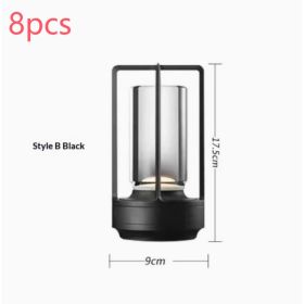 2pcs Portable Touch Control Table Lamp With 5000mAh Battery, 3-Color Stepless Dimming Cordless LED Light For Bedroom Camping Restaurant Bar Indoo (Option: StyleB Black 8pcs)
