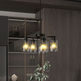 6-Light Modern Farmhouse Black Chandelier, Contemporary Dining Room Light Fixture, Adjustable Height Hanging Industrial Pendant Lights Kitchen Island, (Option: BlacK)